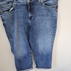 Silver Jeans  Women Capri Jeans Sz 24 Relaxed Fit Cuff Hem Comfort Classic T406